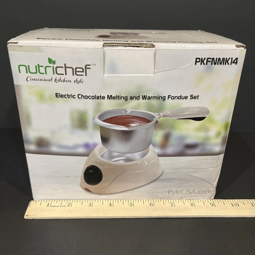 NutriChef Electric Chocolate Melting Warming Fondue Set White PKFNMK14